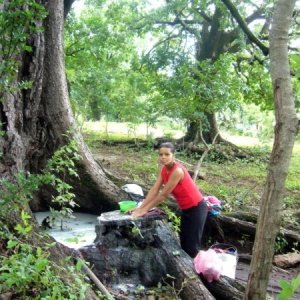 Nicaragua, lavoir de plusieurs familles